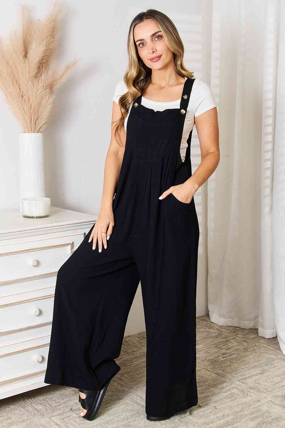 Basic Bae Wide Leg Overalls with Pockets - By Baano