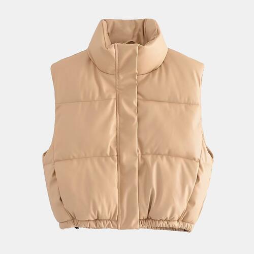 Zip-Up Drawstring Puffer Vest - By Baano