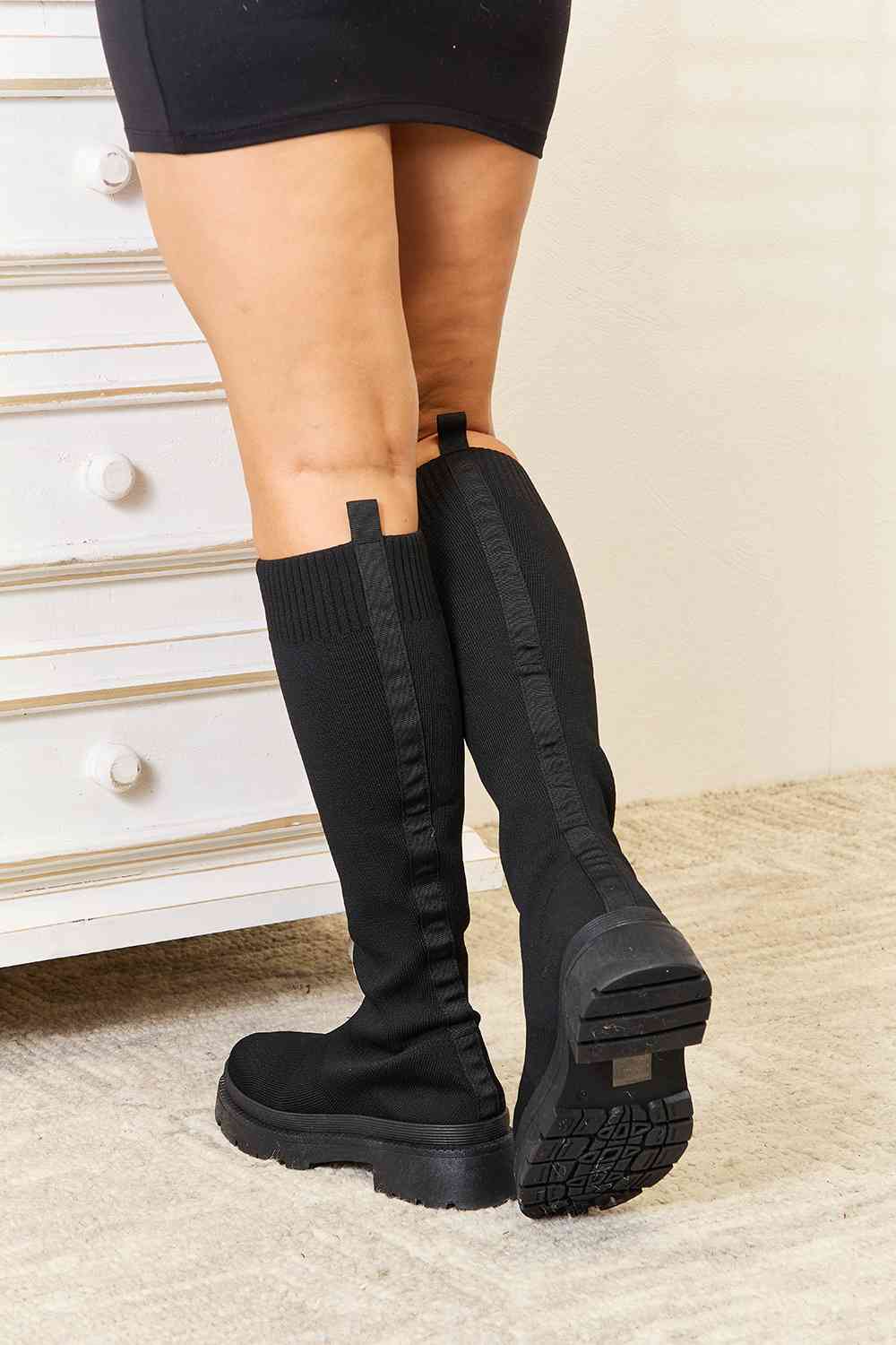 WILD DIVA Footwear Knee High Platform Sock Boots - By Baano