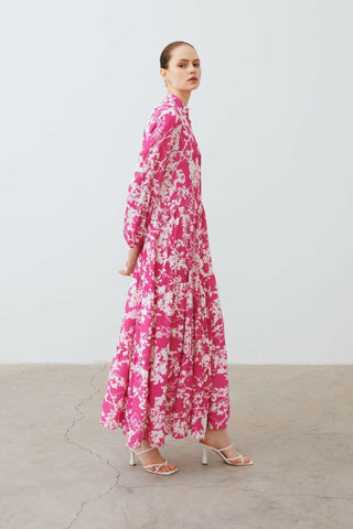 Polly Floral Maxi Dress In Light Pink