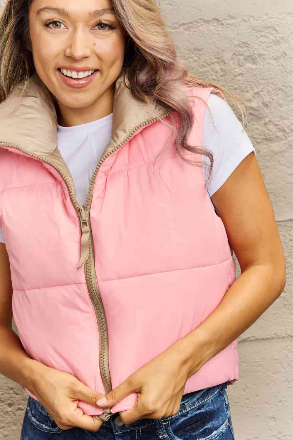 Zip-Up Drawstring Puffer Vest - By Baano