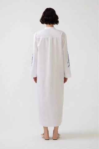 Zara White Embroidered Dress with Long Sleeve - By Baano