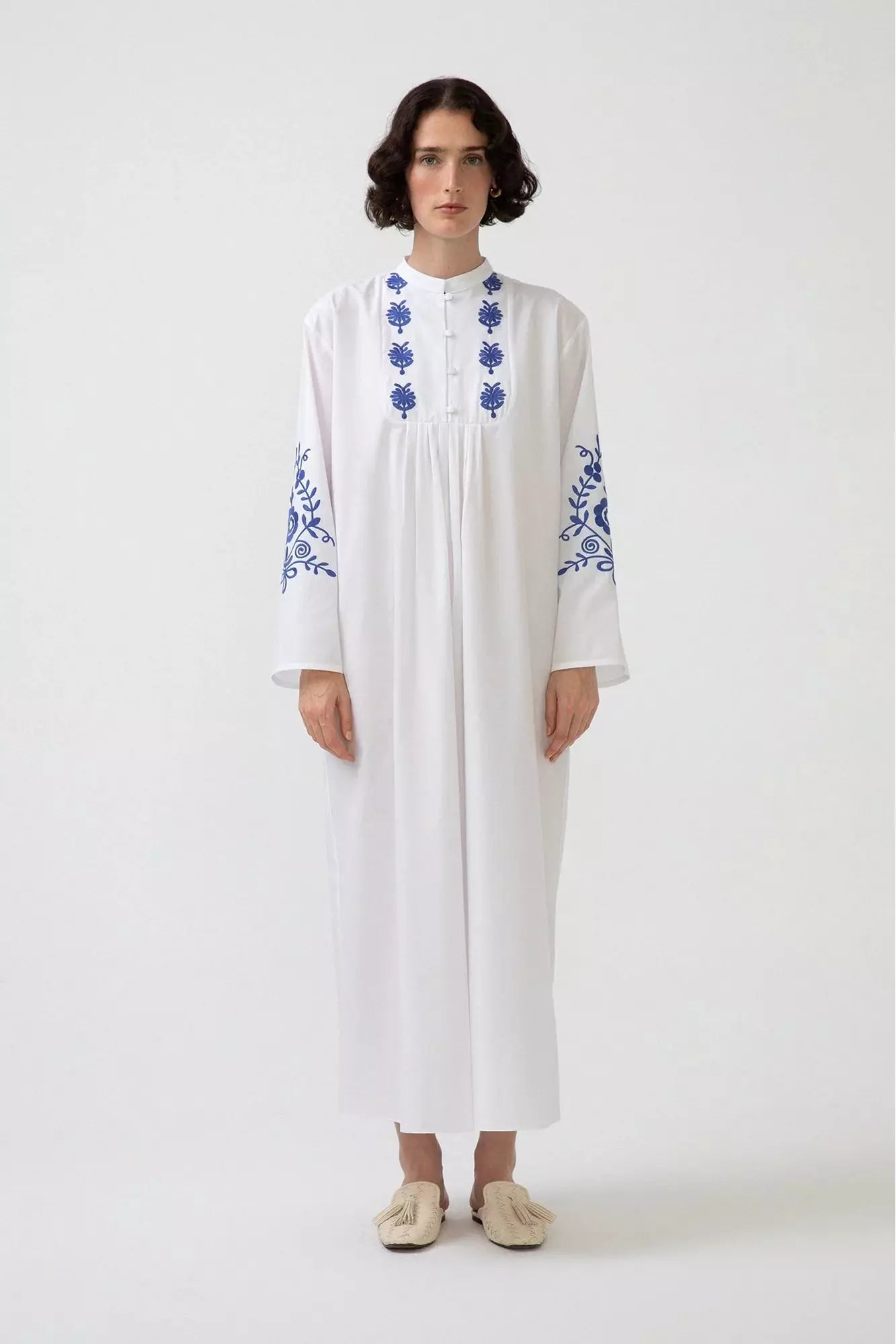 Zara White Embroidered Dress with Long Sleeve Dress By Baano   