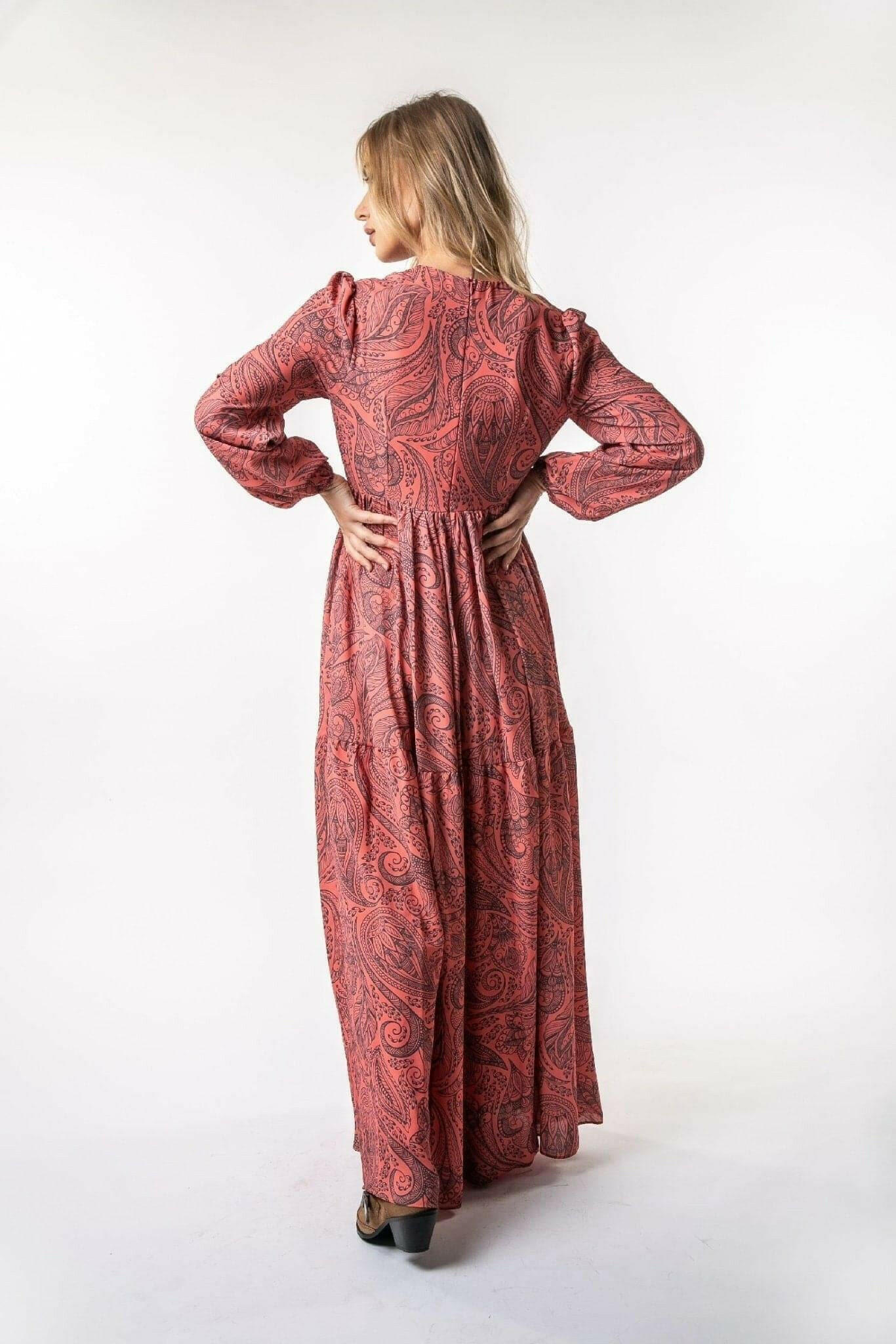 Eva Long Maxi Dress with Long Sleeves - By Baano