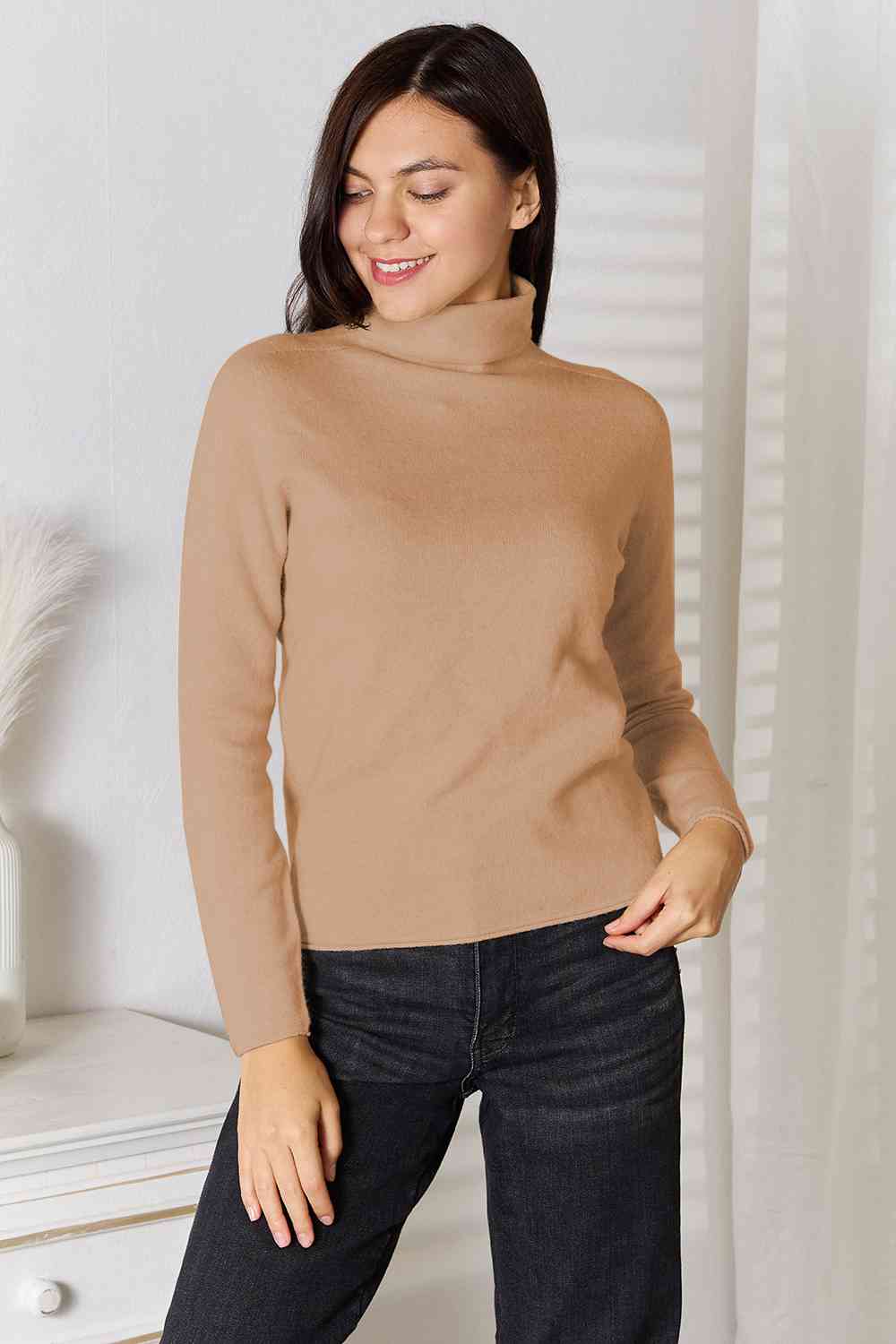 Turtleneck Long Sleeve Knit Top - By Baano