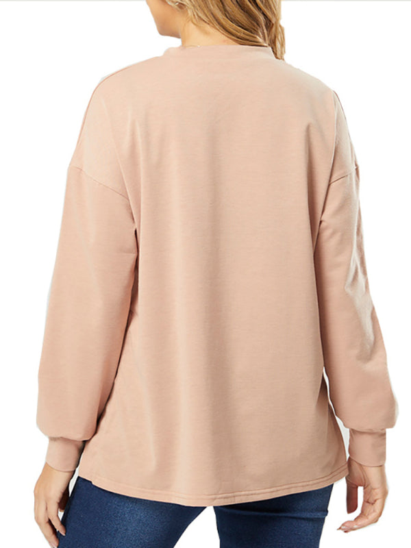 Solid color round neck long sleeve open bottoming top for pregnant mothers - By Baano