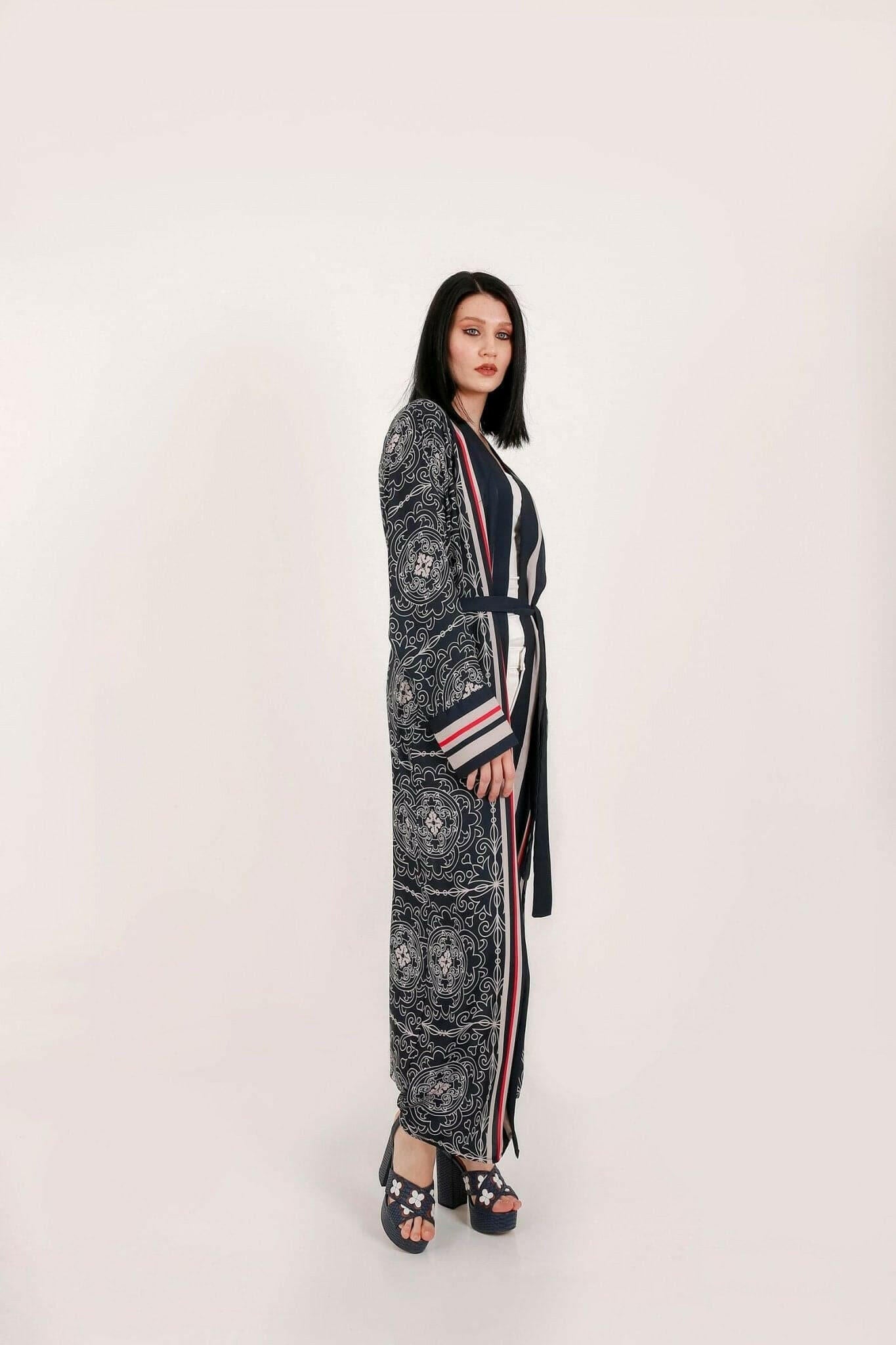 Jolie Japanese Inspires Open Front Kimono - By Baano