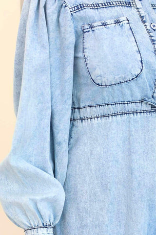 Midi Denim Dress in Light Wash - By Baano