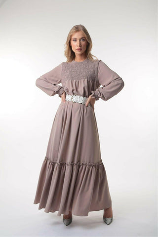 Mina Tiered Long Maxi With Long Sleeves - By Baano