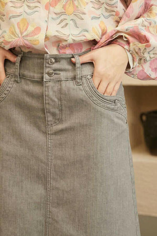 Long Denim Skirt in Gray - By Baano