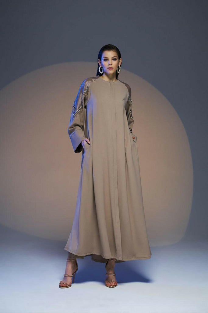 Anna open Abaya - Embellished Design Sleeves Abaya By Baano   