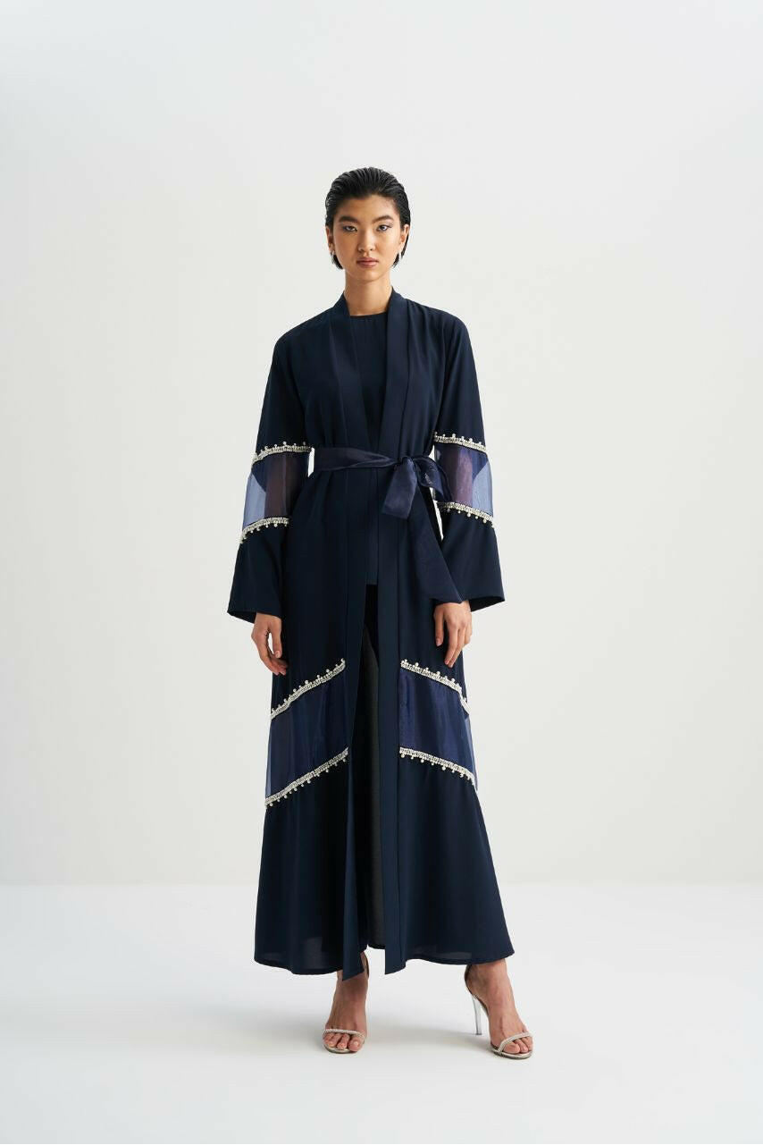 Women Abaya - Kimono embellished Design - Traditional Muslim Clothing for Women - Ramadan Collection Abaya By Baano 42 Navy 