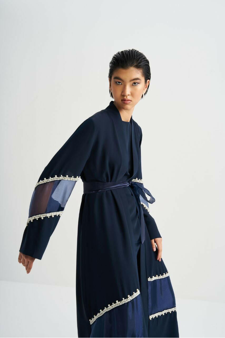 Women Abaya - Kimono embellished Design - Traditional Muslim Clothing for Women - Ramadan Collection Abaya By Baano 40 Navy 