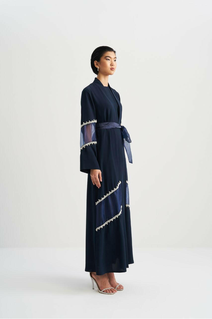Women Abaya - Kimono embellished Design - Traditional Muslim Clothing for Women - Ramadan Collection Abaya By Baano 38 Navy 
