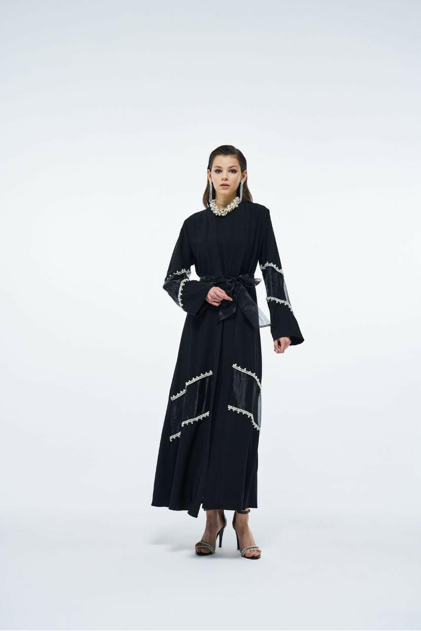 Women Abaya - Kimono embellished Design - Traditional Muslim Clothing for Women - Ramadan Collection Abaya By Baano 40 Black 