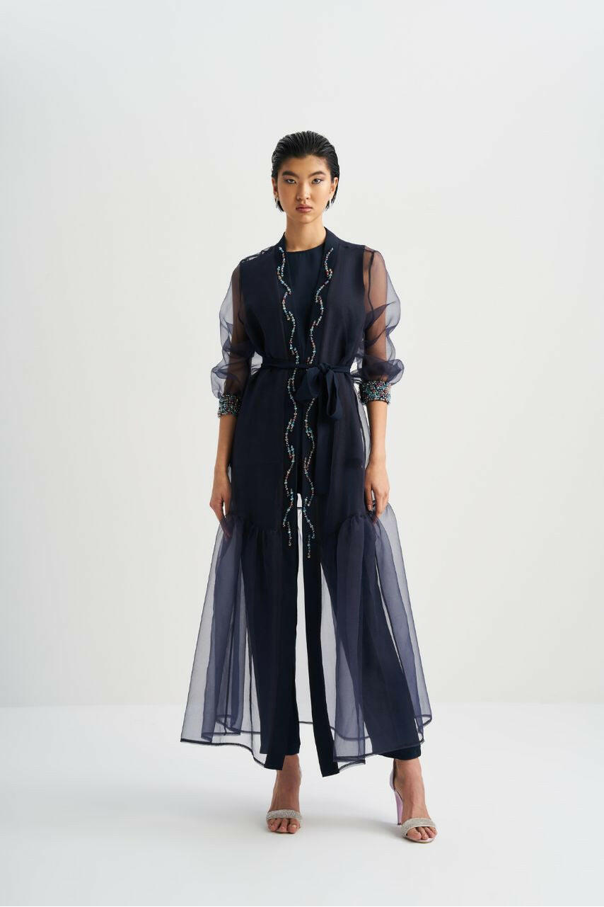 Open Front Overlay Abaya - kimono style Muslim dress for women, Ramadan, stylish, modest Abaya By Baano 38 Blue 