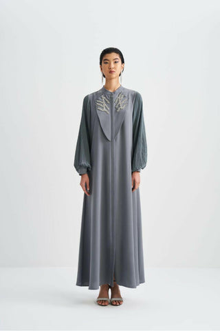 Front Designed Pleated Sleeve Abaya - Dressy, Elegant and Modest Islamic Clothing for Women - By Baano