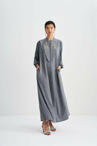 Front Designed Pleated Sleeve Abaya - Dressy, Elegant and Modest Islamic Clothing for Women - By Baano