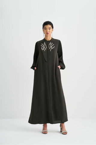 Front Designed Pleated Sleeve Abaya - Dressy, Elegant and Modest Islamic Clothing for Women - By Baano