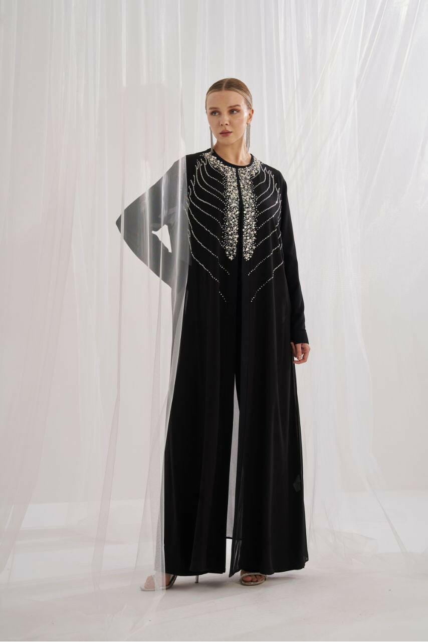 This Seasons Best Designed Abaya - Handmade with precision beadwork for a unique and stylish finish. Abaya By Baano 2 Black 