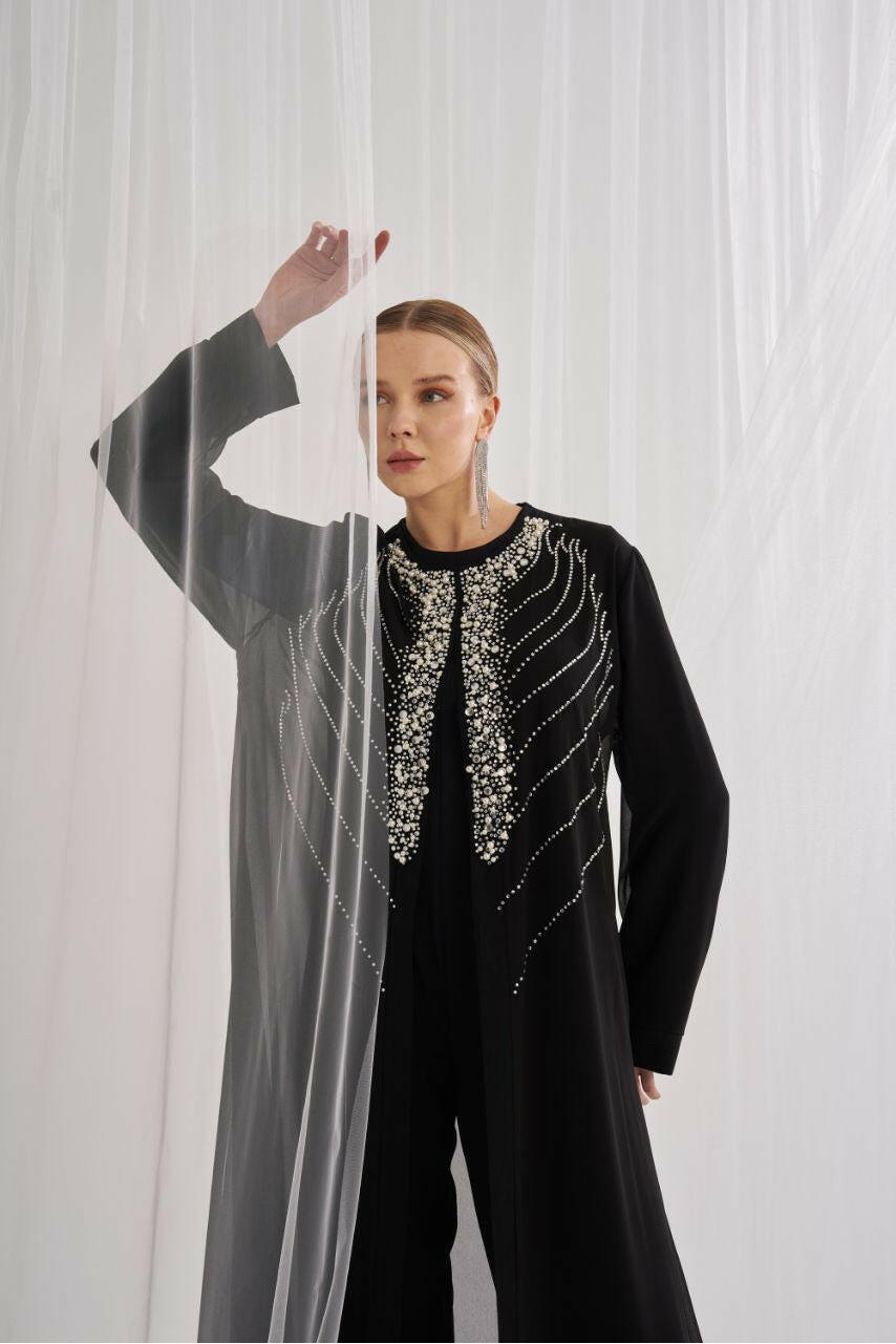 This Seasons Best Designed Abaya - Handmade with precision beadwork for a unique and stylish finish. Abaya By Baano 1 Black 