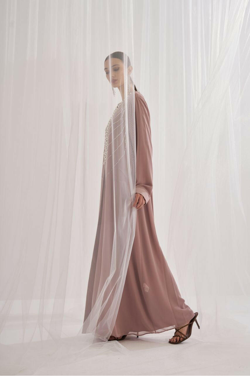 This Seasons Best Designed Abaya - Handmade with precision beadwork for a unique and stylish finish. Abaya By Baano 2 Posh Beige 