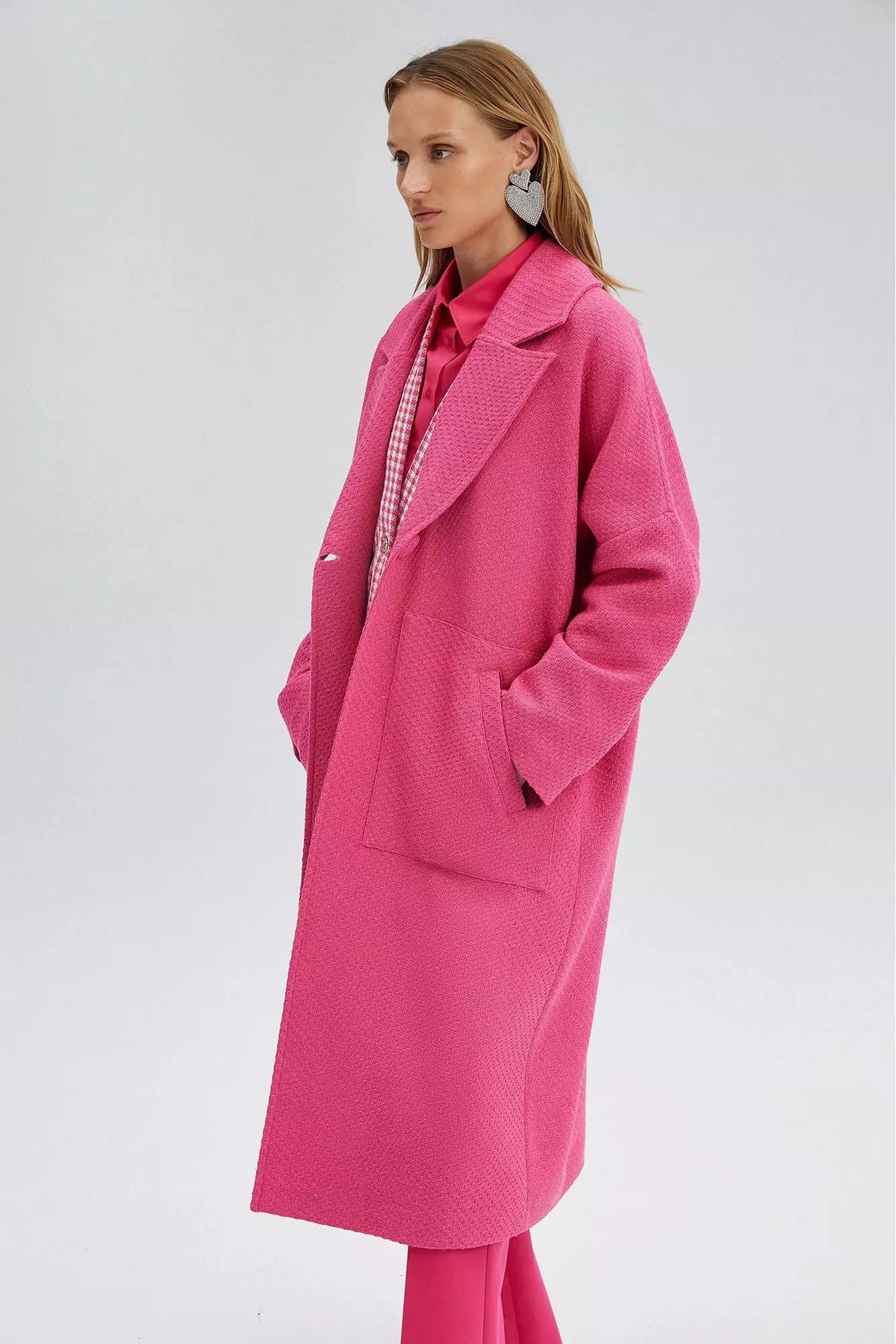 Ladies Nina Tweeted Coat in Pink - By Baano