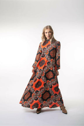 Zara Maxi Dress - Printed Maxi Dress Zara with Long Sleeves - By Baano.