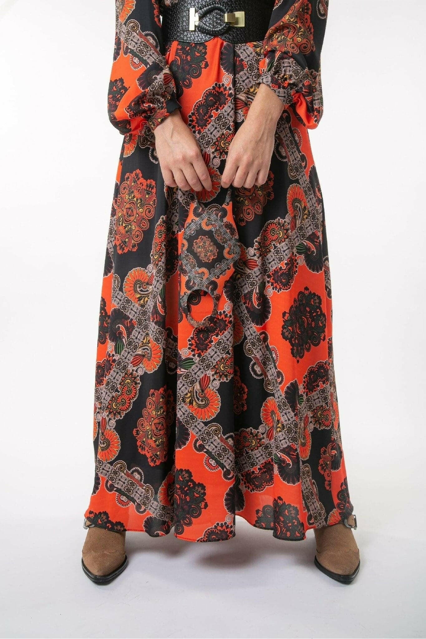 Zara Maxi Dress - Printed Maxi Dress Zara with Long Sleeves - By Baano Maxi Dress BY Baano   